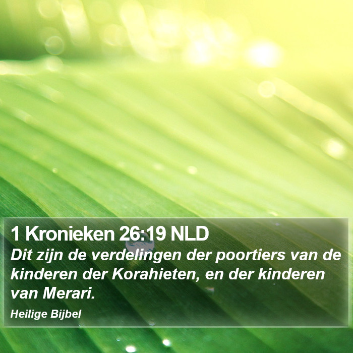 1 Kronieken 26:19 NLD Bible Study
