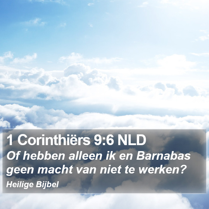 1 Corinthiërs 9:6 NLD Bible Study